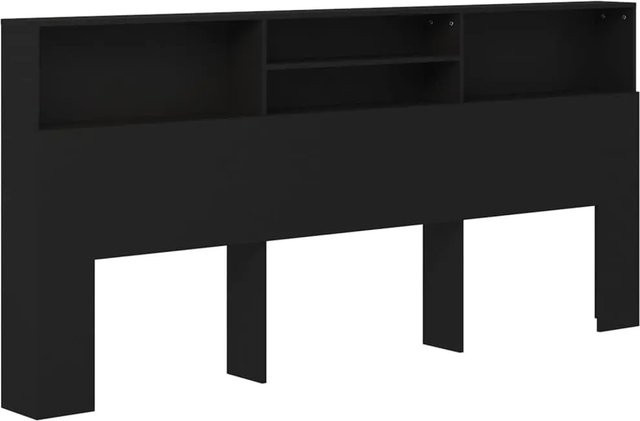 vidaXL Kopfteil mit integrierten Ablagen Schwarz B/H/T: 220 x 103,5 x 19 cm - Bild 1