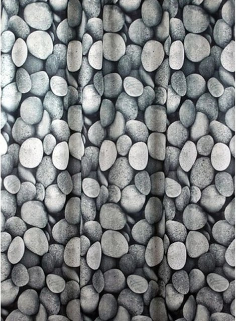 Euroshowers Duschvorhang Kieselsteinmotiv in Grau mit 12 Ringen, B: 180 cm, H: 200 cm - Bild 1