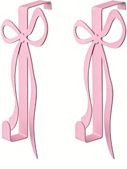 2 Stück Fishine Türhaken aus Metall mit Schleifen-Design in Rosa und Weiß - Bild 1