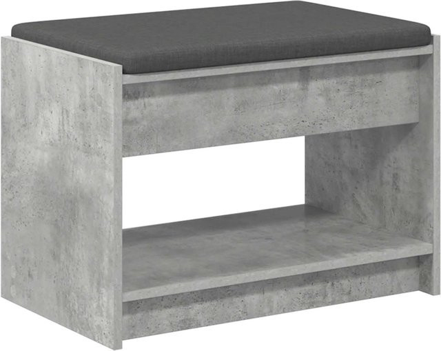 vidaXL Flurbank mit Kissen und Schuhregal in Betongrau, B/T/H: 63 x 38 x 45 cm - Bild 1