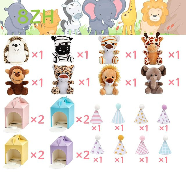 Linyi toy Mini-Dschungeltier-Plüschtiere, Bunt, 6-48 Sets - Bild 1