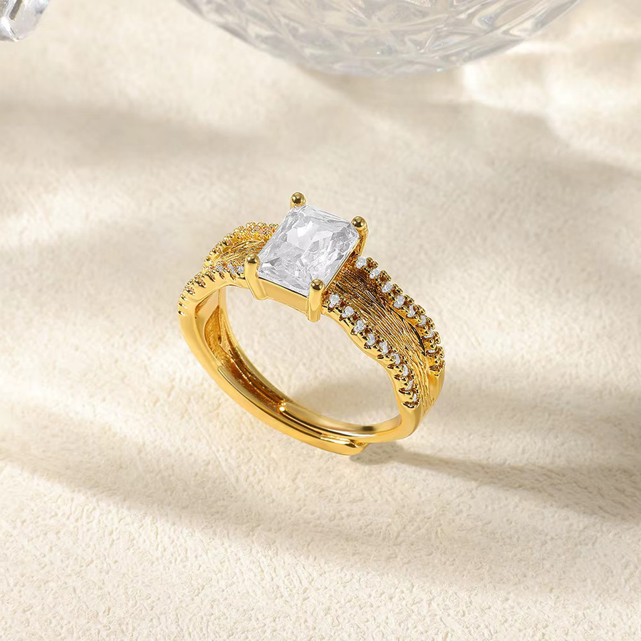 ETCAVCE Ring, Edelstahl, goldfarben, Zirkonia, Damen - Bild 1