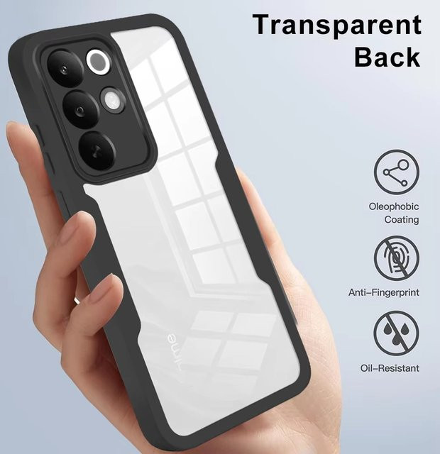 Stoßfeste 360 Grad Ganzkörper-Schutzhülle für OPPO Realme C85 Pro mit Displayschutz, transparent bunt grün - Bild 1