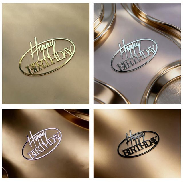 WOHLTAO Happy Birthday Tortendekoration aus Acryl, 10 Stück, Gold und Schwarz - Bild 1