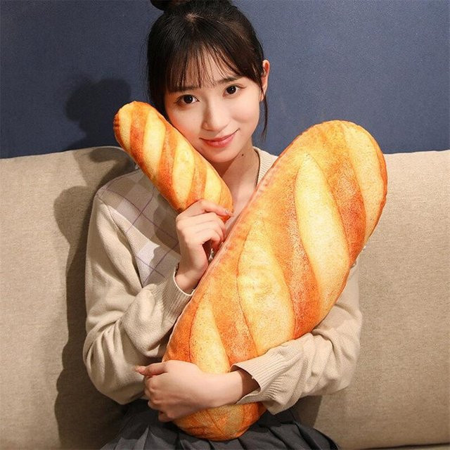Binchi Fitness 3D Simulationsbrot Plüschkissen in Braun als weiches Toastbrot-Stofftier zur Dekoration - Bild 1