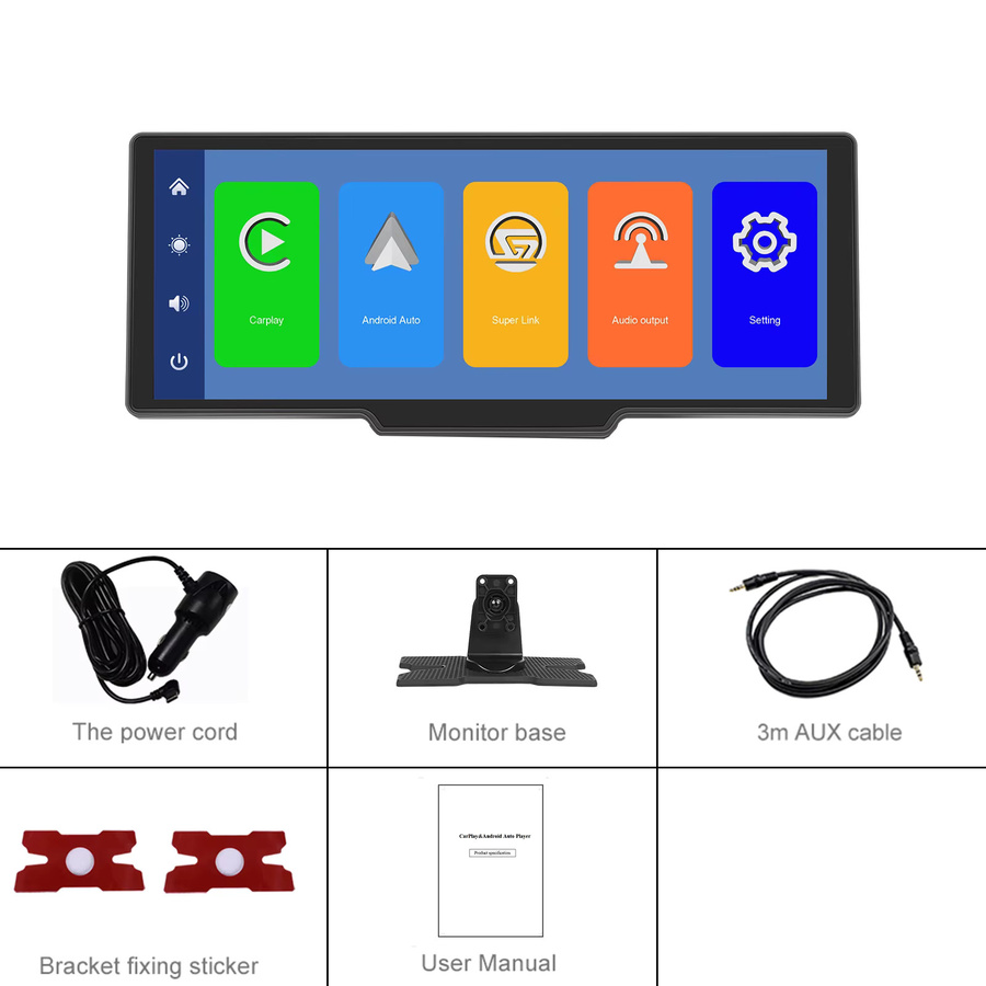 Podofo Smart Screen Player mit 10,26 Zoll Touchscreen, CarPlay, Android Auto, Airplay Mirror Cast und Bluetooth in Schwarz - Bild 5
