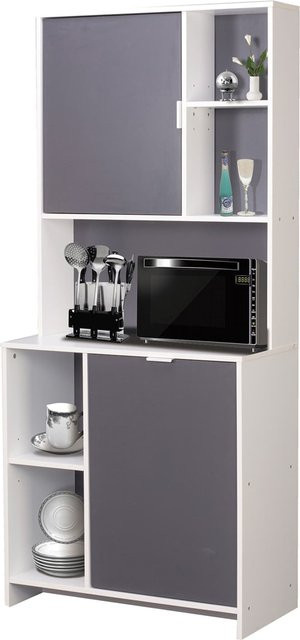 HTI-Living Küchenschrank Malin in Weiß und Grau mit Regalböden und offenen Regalfächern - Bild 1