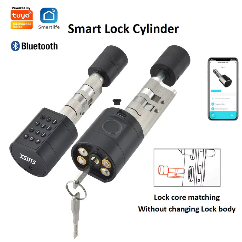 Tuya Smart-Türschloss mit Fingerabdruck, digitalem Tastenfeld, Code und Schlüsselkarte in Silber für Haus und Wohnung via Tuya App - Bild 3