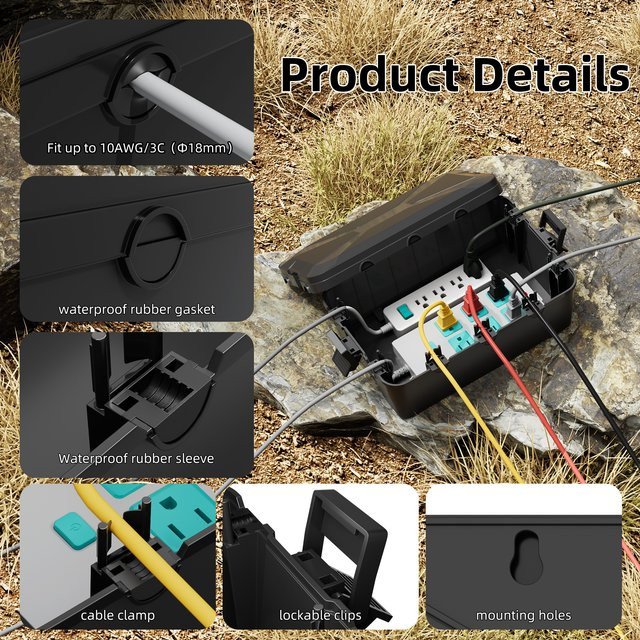 Wasserdichte Elektrobox für den Außenbereich als Kabelabdeckung und Anschlussbox in Schwarz, B/T/H: 13 x 8 x 5 cm - Bild 1