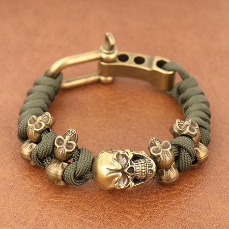 zjy8 Armband Herren, Paracord, Schädel, brown, Kupferlegierung