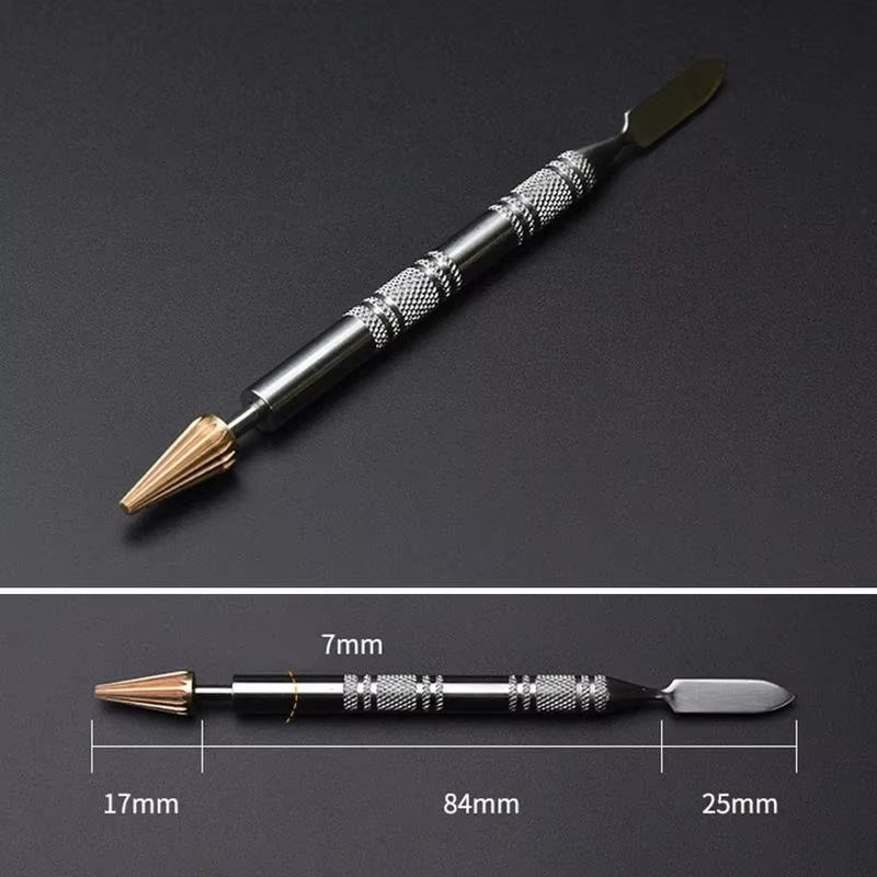 Doppelkopf Messing Kleber Roller für Lederhandwerk in Silber und Messing - Bild 3