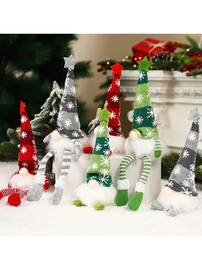 Weihnachts-Wichtel als LED-Anhänger aus Plüsch und Strick in Multicolour - Bild 5