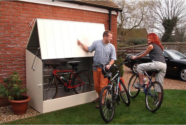 Duramax Fahrradbox aus galvanisiertem Stahl, Hellbeige, B/H/T: 196 x 133 x 89 cm - Bild 1