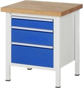 Rau Werkbank 8159A2 höhenverstellbar mit 3 Schubladen in Weiß, B: 75 cm, T: 70 cm, H: 84-104 cm - Bild 1