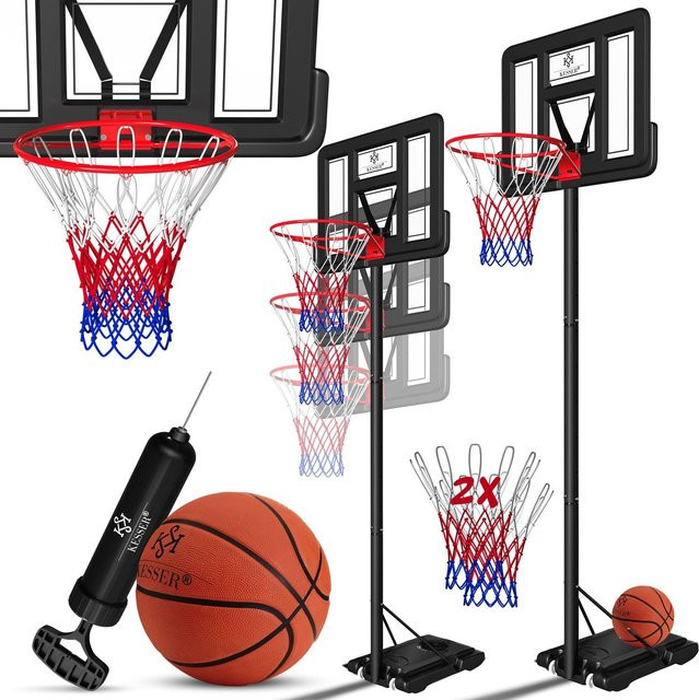 KESSER Basketballkorb Premium mit Ständer und Rollen inklusive Basketball und Pumpe, höhenverstellbare Korbanlage für Outdoor, verstellbare Korbhöhe: 230 bis 305 cm - Bild 1