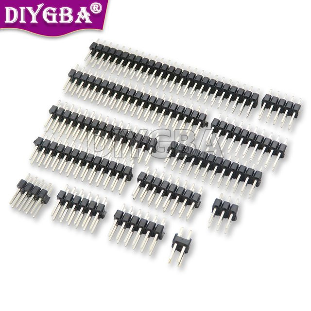 DIYGBA 10 Stück zweireihige Pin Header Stecker 2,54mm abtrennbar Schwarz - Bild 1