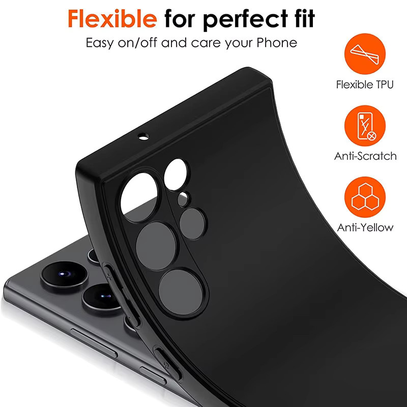 Matte Silikon Schutzhülle für Samsung Galaxy S25 Ultra S24 Ultra S23 Ultra S23 Plus S21 FE in Schwarz - Bild 4
