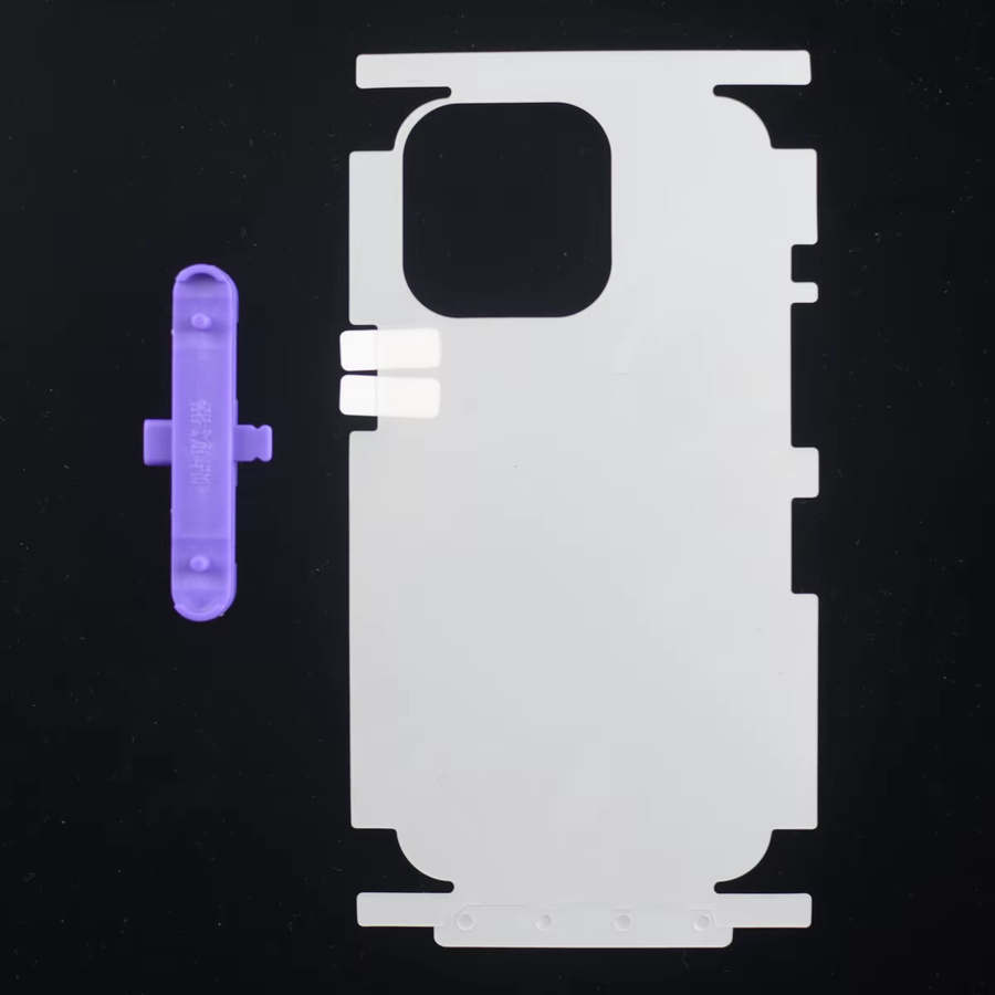 3er Set Hydrogel Schutzfolien mit Rahmen für iPhone 16 Pro Max, iPhone 15 Plus und iPhone 14 Pro inklusive Seitenschutz und Fixierwerkzeug, transparent - Bild 3