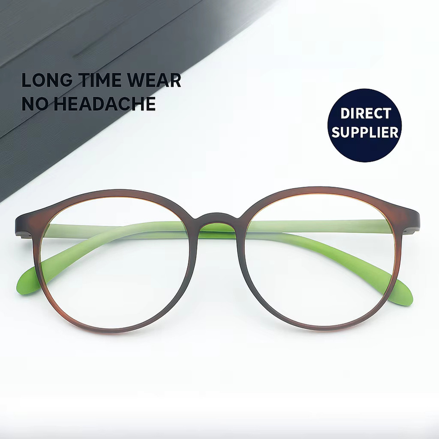 Blaulichtfilter-Lesebrille für Frauen, Rundrahmen, TR90, braun, Vollrand - Bild 2
