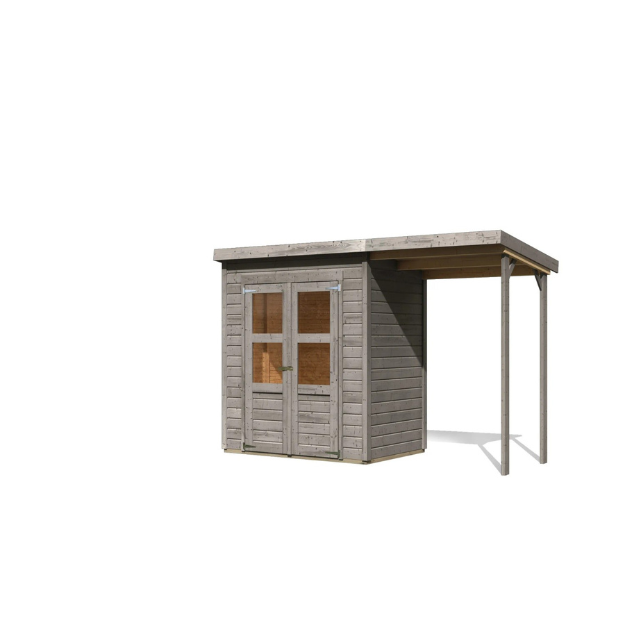 Karibu Gartenhaus Vellinge Anbaudach mit Pultdach aus Fichte, Grau, B/T/H: 219 x 178 x 122 cm - Bild 2