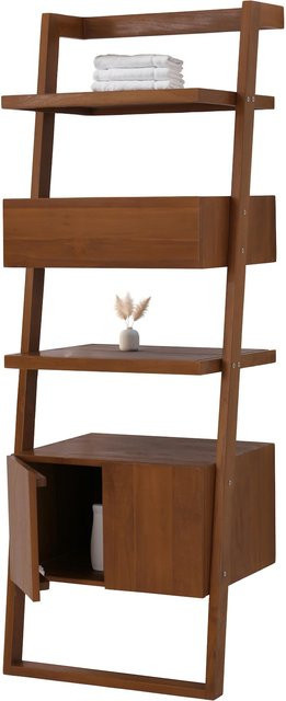 Teak-Leiterregal MCW-M86 Badregal aus Teakholz in Braun, H x B x T: 170 x 60 x 45 cm - Bild 1