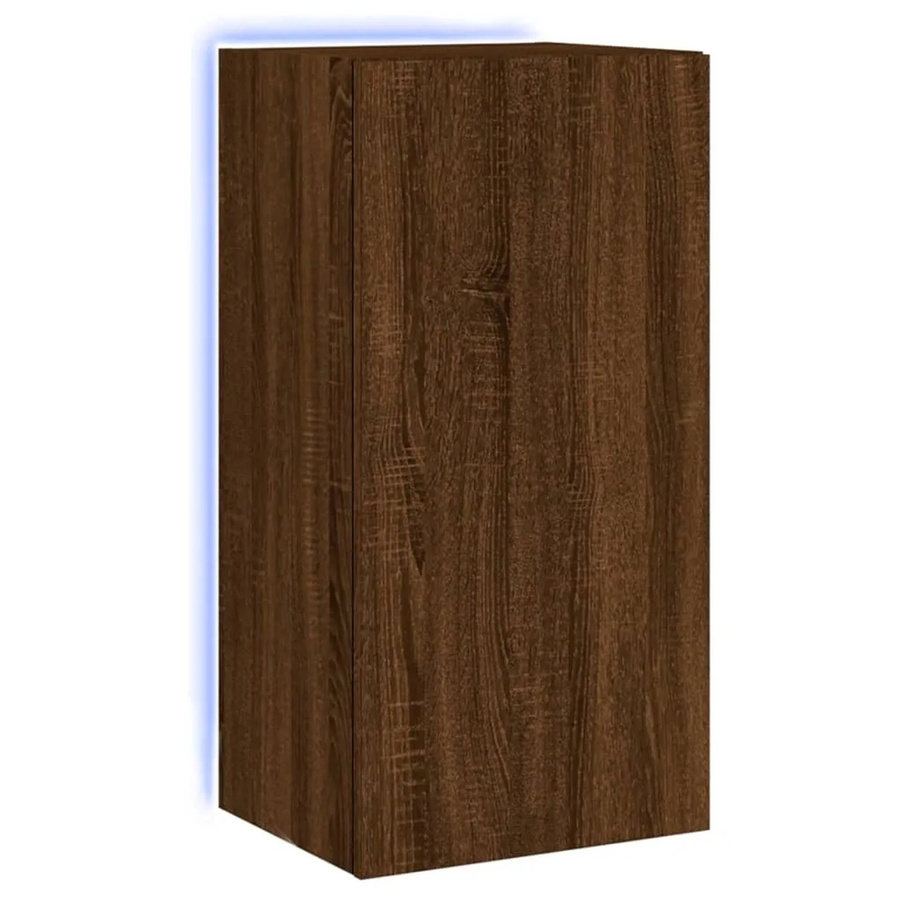 vidaXL TV-Wandschrank mit LED-Leuchten in Braun Eichen-Optik, B/T/H: 40,5 x 35 x 80 cm - Bild 2