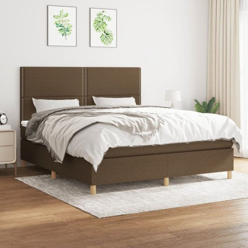 vidaxl Boxspringbett mit Matratze in Braun aus Stoff und Holzwerkstoff B/T/H: 180 x 200 x 118 cm - Bild 1