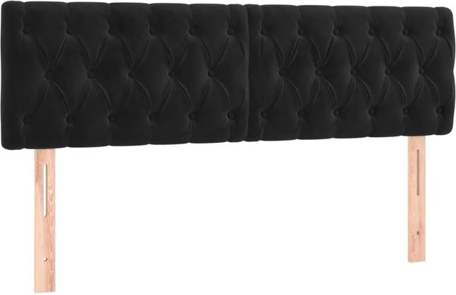 vidaXL LED Kopfteil in Schwarz aus Samt mit USB-Ladeport, Breite: 144 cm, Tiefe: 7 cm, Höhe: 78-88 cm - Bild 1