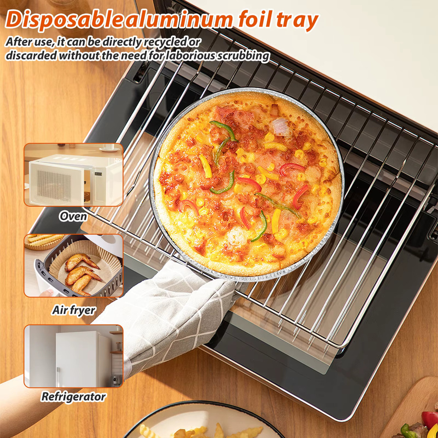 20 Stück Willstar runde Aluminium Pizzapfannen mit Löchern, antihaftbeschichtet, Silber, Durchmesser: 25,4 cm - Bild 3
