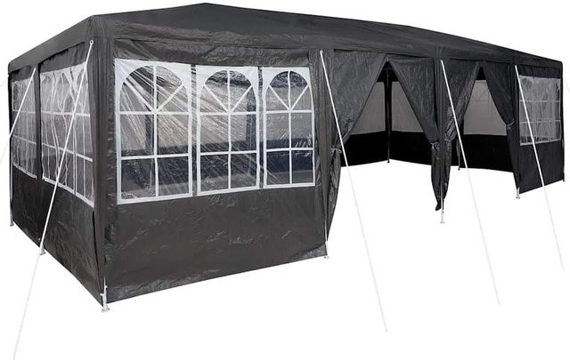 vidaXL Party-Zelt Anthrazit mit Fenster aus Polyethylen und verzinktem Stahl B/T/H: 800 x 400 x 266 cm - Bild 1