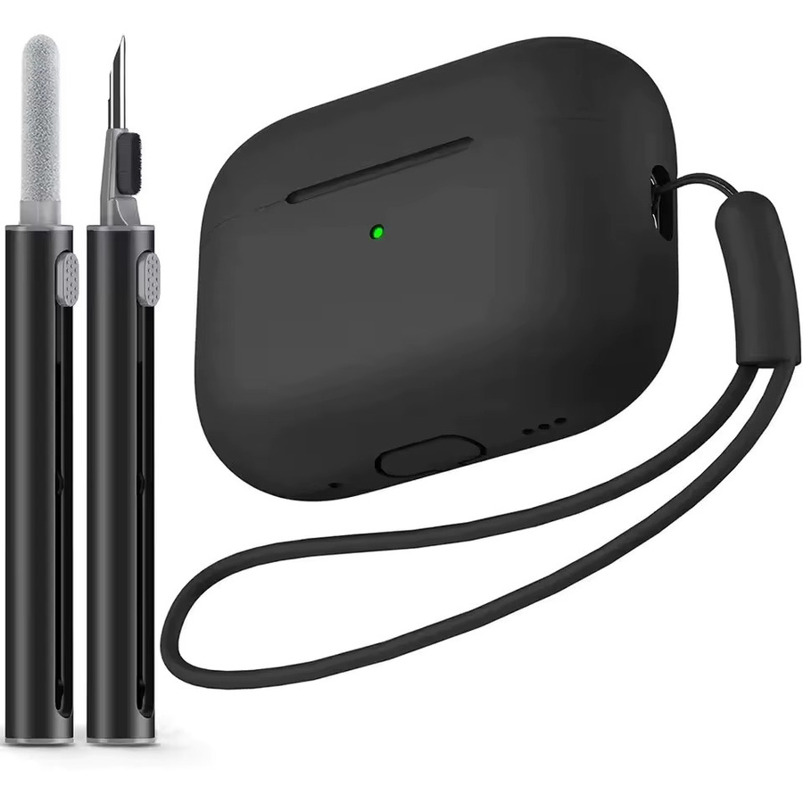 Silikon Schutzhülle für Apple AirPods Pro 2 und 1. Generation inklusive Reinigungsstift-Set in Pink und Black - Bild 5