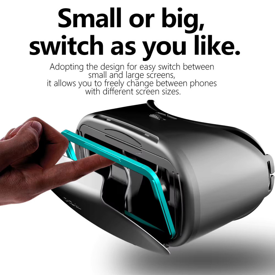 AyeBeau 3D VR Brille Virtual Reality Headset für iPhone und Android Smartphones mit echten Linsen in Schwarz - Bild 3