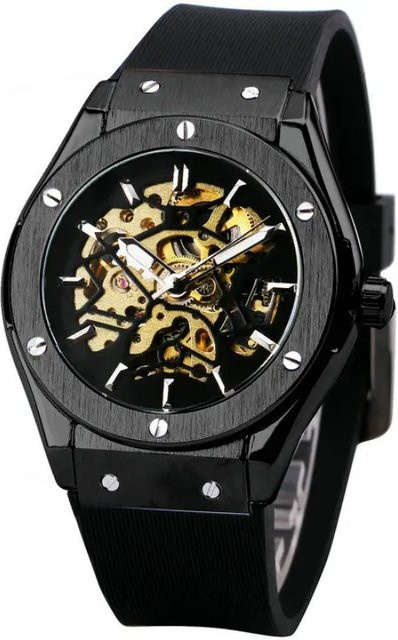 GEWINNER Armbanduhr Automatik, Edelstahl, Kautschuk, Schwarz, Herren - Bild 1