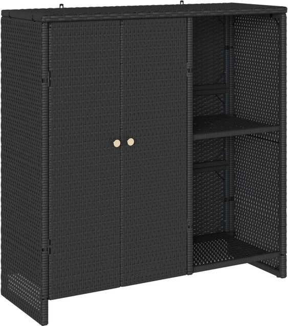 vidaXL Aufbewahrungsschrank mit Rattan-Optik und Regalfächern in Schwarz, B/T/H: 100 x 36 x 102 cm - Bild 1