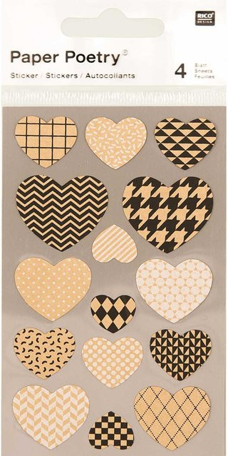 Rico Design Paper Poetry Kraftpapier Sticker mit Herz-Motiv, 4 Bogen - Bild 1