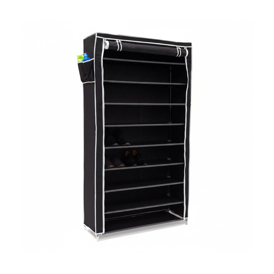 Relaxdays Schuhschrank Valentin aus Stahlrohr und Vlies in Schwarz, H x B x T: 161 x 88 x 30 cm - Bild 2