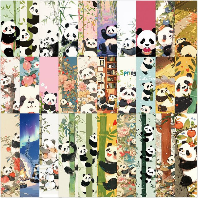 Bview Art Panda Lesezeichen Set aus Papier, 30 Stück, Mehrfarbig - Bild 1