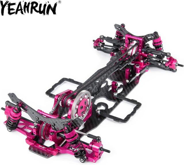 YEAHRUN RC-Car-Chassisrahmen aus Legierung und Carbon, mit 4 Rädern - Bild 1