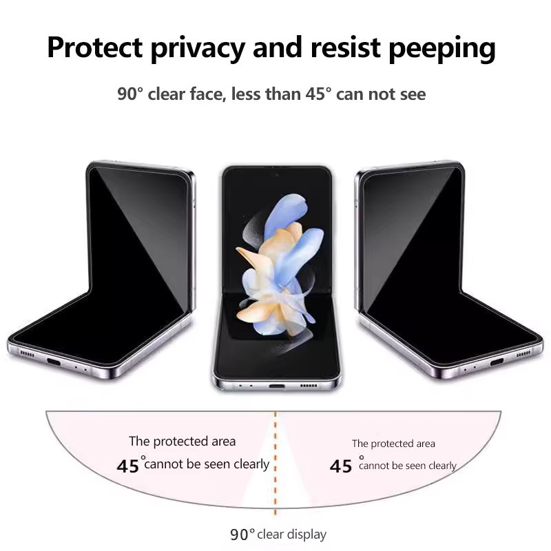 Samsung Galaxy Z Flip 7 SE Sichtschutzfolien-Set mit Anti-Spionage-Funktion: Interne Displayfolie und vordere Hydrogelfolie, transparent - Bild 5