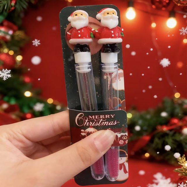 Weihnachts-3D-Weihnachtsmann Wimpern- und Augenbrauenpinsel, 2 Stück, Unisex - Bild 1