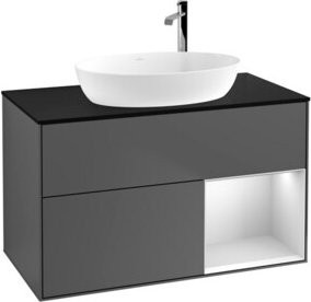 V&B Waschtischunterschrank Finion 100 in Anthrazit und Weiß lackiert, B/T/H: 100 x 50,1 x 50,1 cm - Bild 1