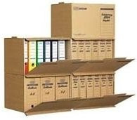 Elba Archivcontainer Tric für A4, stapelbar mit Frontklappe, Wellpappe, naturbraun, 5 Stück, B: 510 mm, T: 330 mm, H: 360 mm - Bild 1