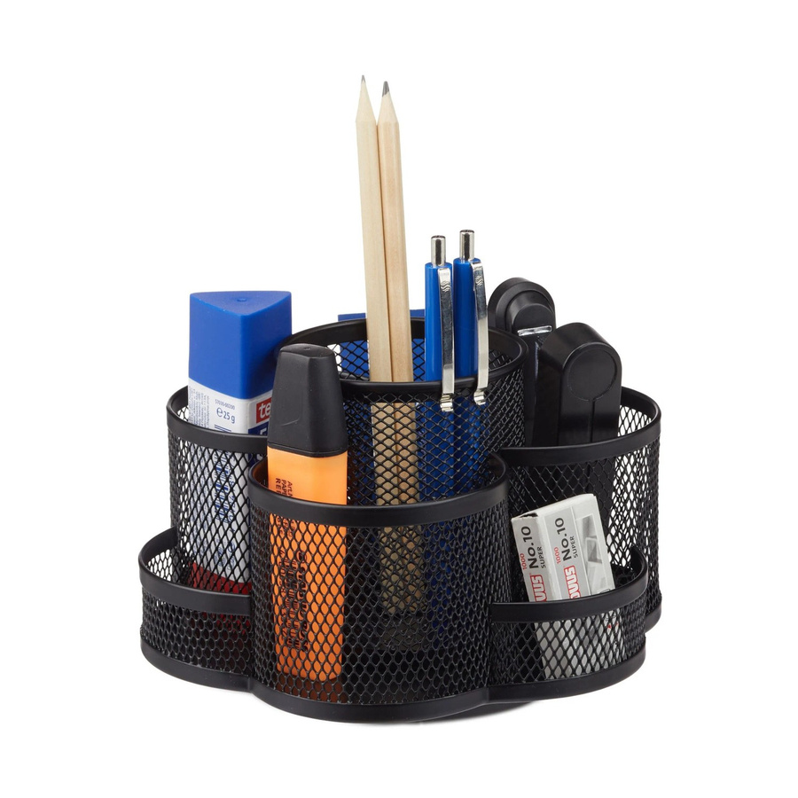 Relaxdays Stiftehalter aus Metall in Schwarz mit 7 Fächern, drehbar, B/T/H: 11 x 17,5 x 16,5 cm - Bild 2