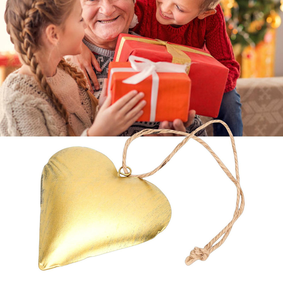 Shoemst Herzförmiges 3D-Metall Wandornament in Messing Gold, Vintage Wandkunst für Valentinstag, B/H: 10 x 10 cm - Bild 2