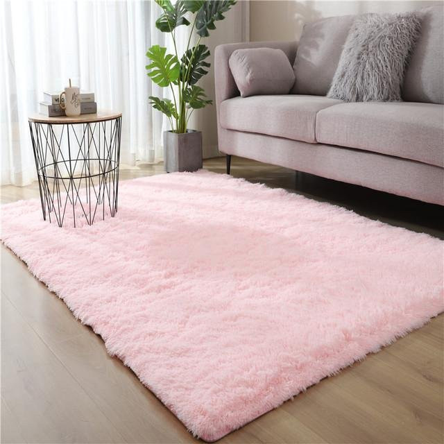 Yiran Furniture Flauschiger Teppich in Rosa, Rutschfest und Waschbar, B/T: 80 x 50 cm - Bild 1