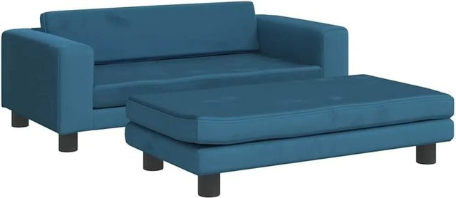 vidaXL Hundebett mit Verlängerung in Blau aus Samt, B/T/H: 100 x 50 x 30 cm - Bild 1