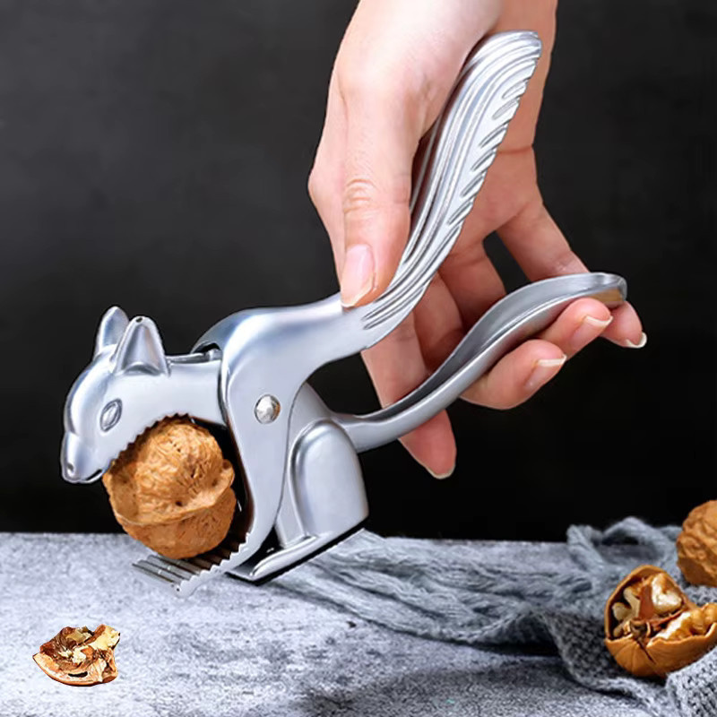 Hoeaden Multifunktionaler Nussknacker aus Metall in Silber als schnellöffnende Zange für Walnüsse, Mandeln, Pekannüsse, Haselnüsse und Pinienkerne - Bild 3