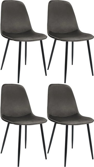 4er Set Esszimmerstühle DELUKE RAZON aus Samt in Anthrazit, B/T/H: 45 x 54 x 88 cm - Bild 1