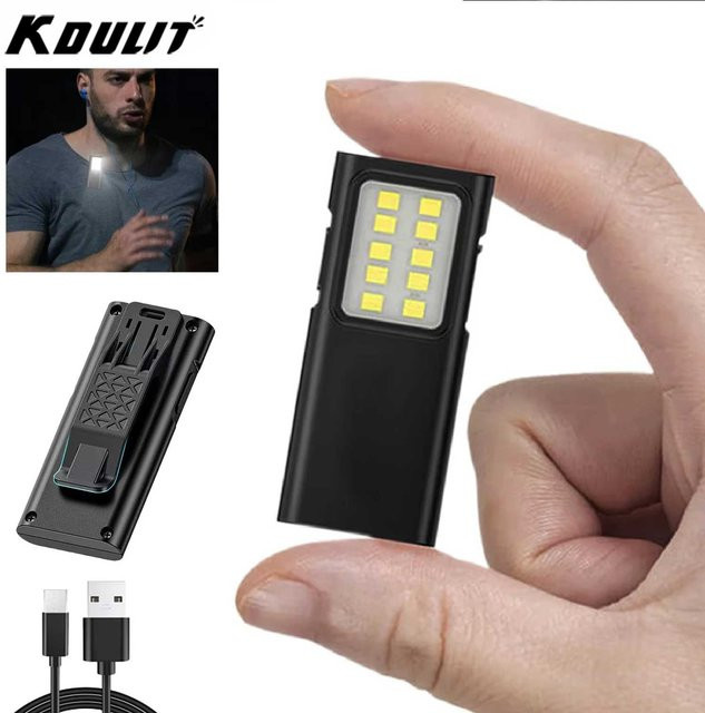 KDULIT LED-Schlüsselanhänger Mini-Taschenlampe, wiederaufladbare EDC-Arbeitsleuchte mit Typ-C-Anschluss, Schwarz - Bild 1