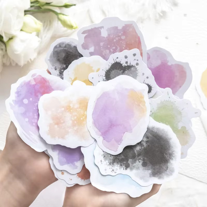 10 Stück dekorative Aufkleber in fließenden Aquarellfarben für Scrapbooking und Journaling, Multicolour - Bild 1